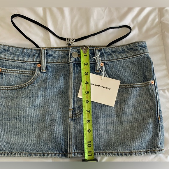 New Alexander Wang MINI SKIRT PRESTYLE DIAMANTE CHARM Sz 27 - Picture 2 of 6